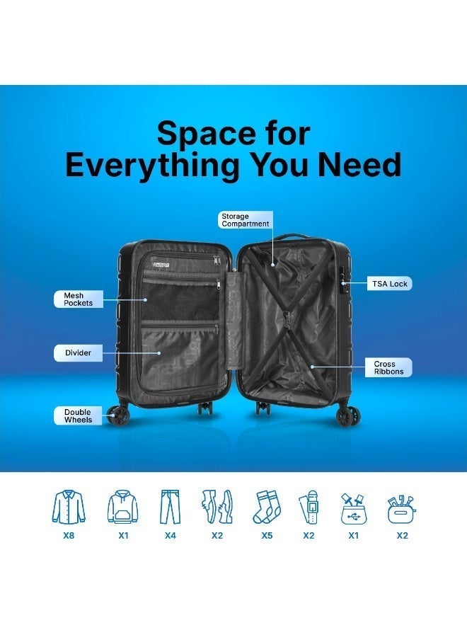 AMERICAN TOURISTER Bricklane Suitcase, Cabin Size 55 cm / 20 inch, 4 Spinner Wheels, Hard Top, Polycarbonate, Jet Black|Lightweight|Scratch & Impact Resistance|TSA Lock|Inner Mesh Zippered Pocket - 3 Years International Warranty - Image 4